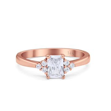14K Rose Gold Radiant Cut Engagement Ring Simulated CZ Size-7